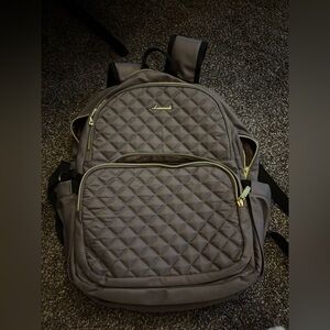 Loveland Brand Quilted Backpack in Purple with Gold Accents